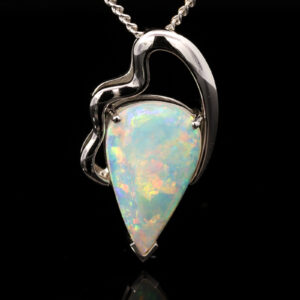 White Gold Blue Orange Yellow Purple Green Solid Australian Crystal Opal Pendant Necklace