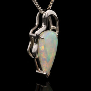 White Gold Blue Orange Yellow Purple Green Solid Australian Crystal Opal Pendant Necklace