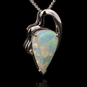 White Gold Blue Orange Yellow Purple Green Solid Australian Crystal Opal Pendant Necklace