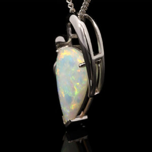 White Gold Blue Orange Yellow Purple Green Solid Australian Crystal Opal Pendant Necklace