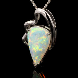 White Gold Blue Orange Yellow Purple Green Solid Australian Crystal Opal Pendant Necklace