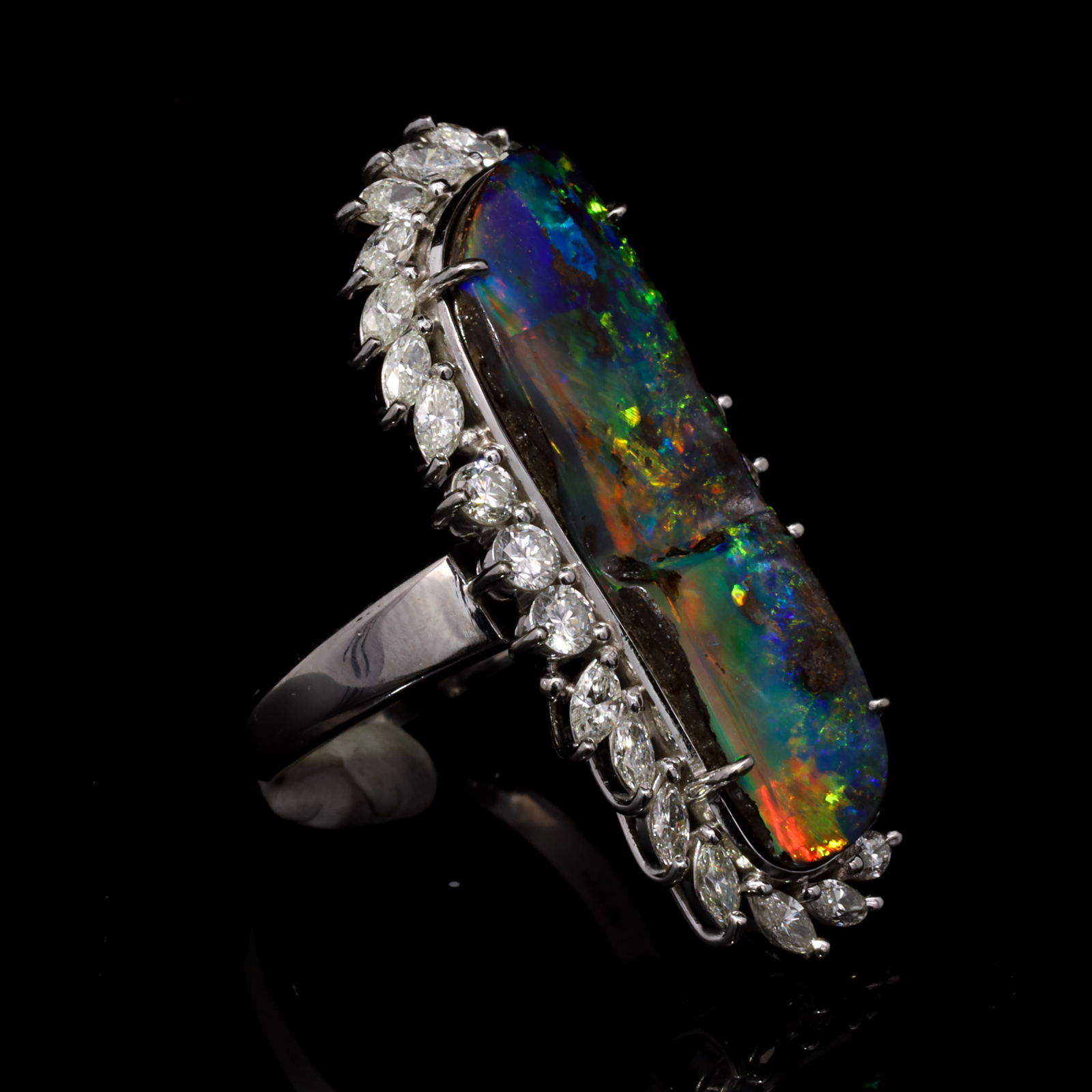 Oval Solitaire Fire Opal Cocktail Ring | Angara