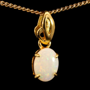 Gold Plated Sterling Silver Blue Green Yellow Orange Pink Solid Australian White Opal Pendant Necklace