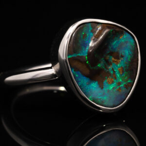 Sterling Silver Blue Green Boulder Opal Ring