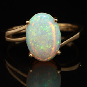 Yellow Gold Blue Green Crystal Opal Ring