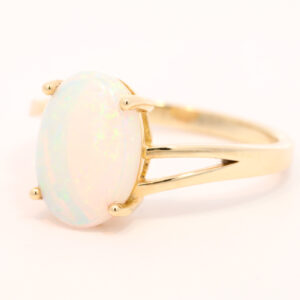 Yellow Gold Blue Green Crystal Opal Ring
