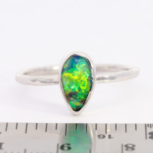 White Gold Blue Green Yellow Orange Solid Australian Black Opal Engagement Ring