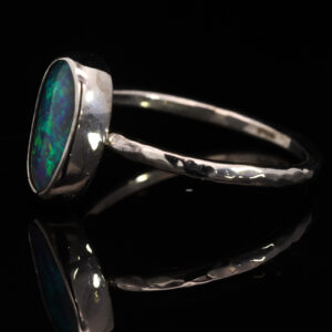 White Gold Blue Green Yellow Solid Australian Black Opal Engagement Ring
