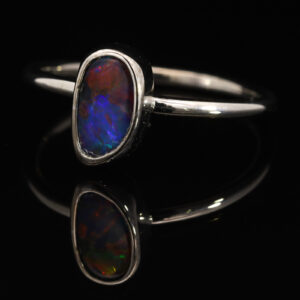 White Gold Red Blue Green Purple Solid Australian Boulder Opal Engagement Ring