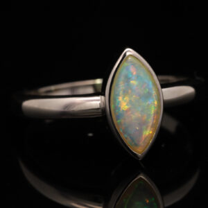 Sterling Silver Blue Green Yellow Orange Solid Australian Crystal Opal Ring