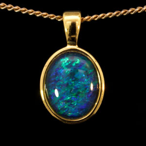 Gold Plated Sterling Silver Green Blue Australian Triplet Opal Pendant Necklace