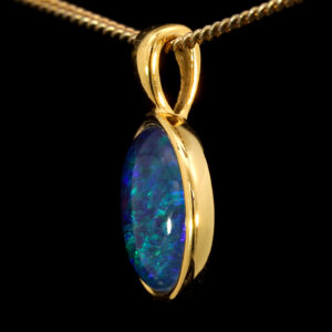 Gold Plated Sterling Silver Green Blue Australian Triplet Opal Pendant Necklace