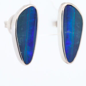 Sterling Silver Blue Green Purple Australian Doublet Opal Earrings