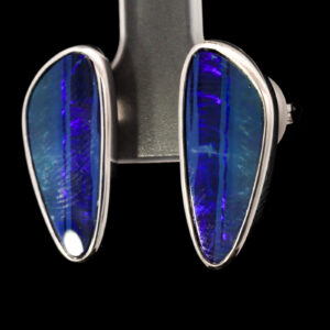 Sterling Silver Blue Green Purple Australian Doublet Opal Earrings