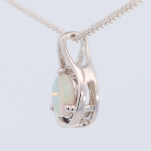 White Gold Blue Green Solid Australian Crystal Opal Pendant Necklace