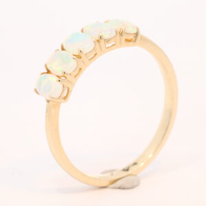 Yellow Gold Blue Green Yellow Solid Australian Crystal Opal Engagement Ring