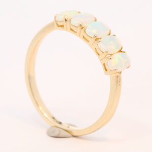 Yellow Gold Blue Green Yellow Solid Australian Crystal Opal Engagement Ring