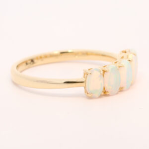 Yellow Gold Blue Green Yellow Solid Australian Crystal Opal Engagement Ring