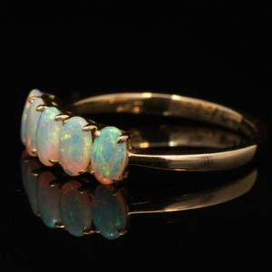 Yellow Gold Blue Green Yellow Solid Australian Crystal Opal Engagement Ring