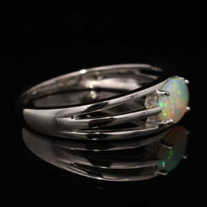 White Gold Blue Green Yellow Orange Solid Australian Crystal Opal Engagement Ring