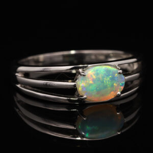 White Gold Blue Green Yellow Orange Solid Australian Crystal Opal Engagement Ring