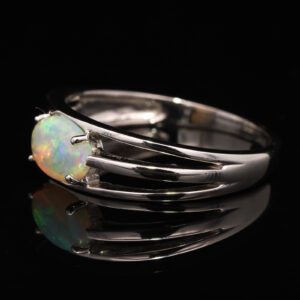 White Gold Blue Green Yellow Orange Solid Australian Crystal Opal Engagement Ring