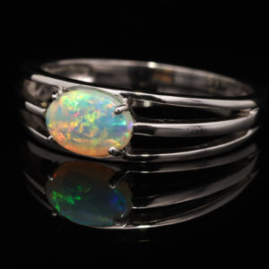 White Gold Blue Green Yellow Orange Solid Australian Crystal Opal Engagement Ring