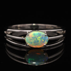 White Gold Blue Green Yellow Orange Solid Australian Crystal Opal Engagement Ring