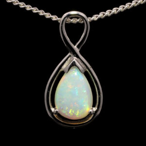 White Gold Blue Green Yellow Orange Solid Australian Crystal Opal Pendant Necklace