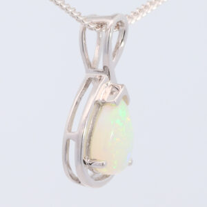 White Gold Blue Green Yellow Orange Solid Australian Crystal Opal Pendant Necklace