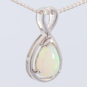 White Gold Blue Green Yellow Orange Solid Australian Crystal Opal Pendant Necklace