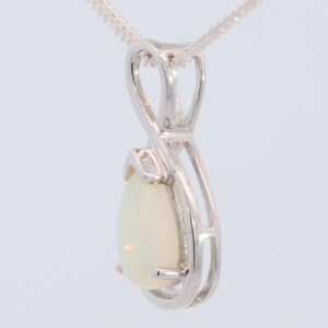 White Gold Blue Green Yellow Orange Solid Australian Crystal Opal Pendant Necklace