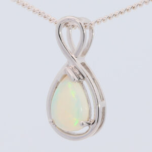 White Gold Blue Green Yellow Orange Solid Australian Crystal Opal Pendant Necklace