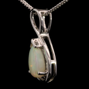 White Gold Blue Green Yellow Orange Solid Australian Crystal Opal Pendant Necklace