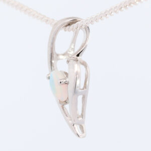 White Gold Blue Green Solid Australian Crystal Opal Pendant Necklace