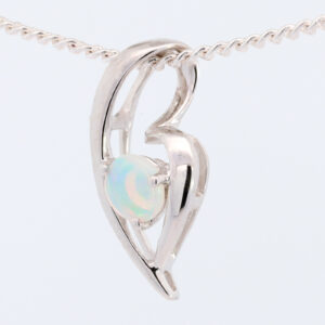 White Gold Blue Green Solid Australian Crystal Opal Pendant Necklace