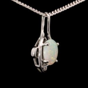 White Gold Blue Green Yellow Orange Solid Australian Crystal Opal Pendant Necklace