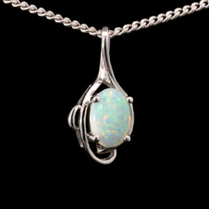 White Gold Blue Green Yellow Orange Solid Australian Crystal Opal Pendant Necklace