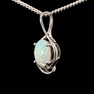 White Gold Blue Green Yellow Orange Solid Australian Crystal Opal Pendant Necklace