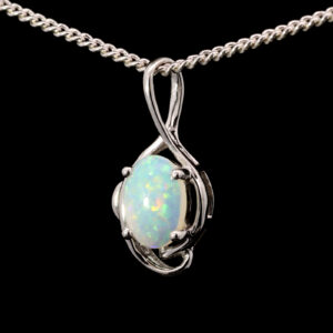 White Gold Blue Green Yellow Orange Solid Australian Crystal Opal Pendant Necklace