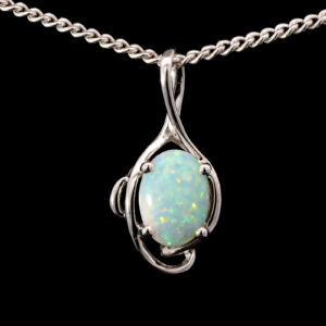 White Gold Blue Green Yellow Orange Solid Australian Crystal Opal Pendant Necklace