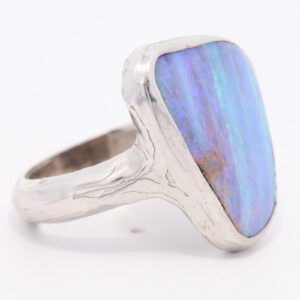 Sterling Silver Blue Green Purple Solid Australian Boulder Opal Ring