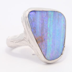 Sterling Silver Blue Green Purple Solid Australian Boulder Opal Ring