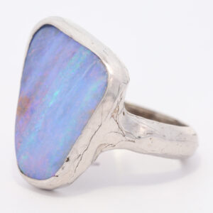 Sterling Silver Blue Green Purple Solid Australian Boulder Opal Ring