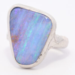 Sterling Silver Blue Green Purple Solid Australian Boulder Opal Ring