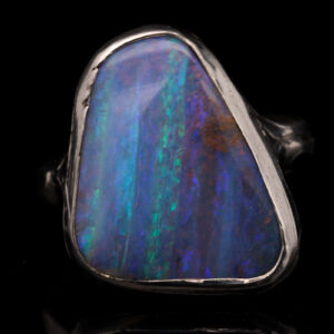 Sterling Silver Blue Green Purple Solid Australian Boulder Opal Ring