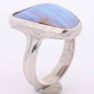 Sterling Silver Blue Green Purple Solid Australian Boulder Opal Ring