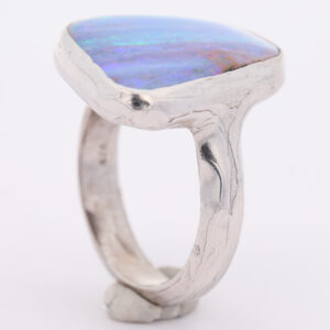 Sterling Silver Blue Green Purple Solid Australian Boulder Opal Ring