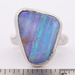 Sterling Silver Blue Green Purple Solid Australian Boulder Opal Ring