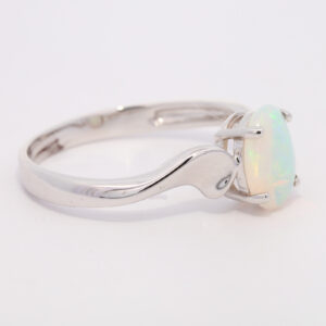 White Gold Blue Green Solid Australian Crystal Opal Engagement Ring